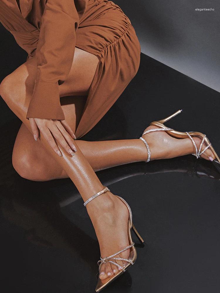 2025 S Fashion Designer Sandals Summer Women S Sier Shiny Rhie High Heels Shoes Transparent Sexy Woman