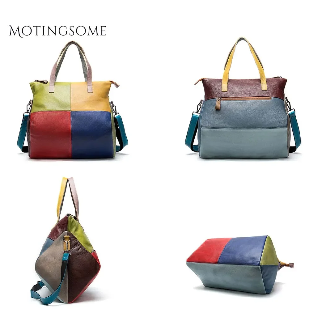 Oversized Women Tote Bag Genuine Leather Shoulder Bag Calfskin Vintage Style Patchwork Super LargeShopper Bag 2021 Women Trend