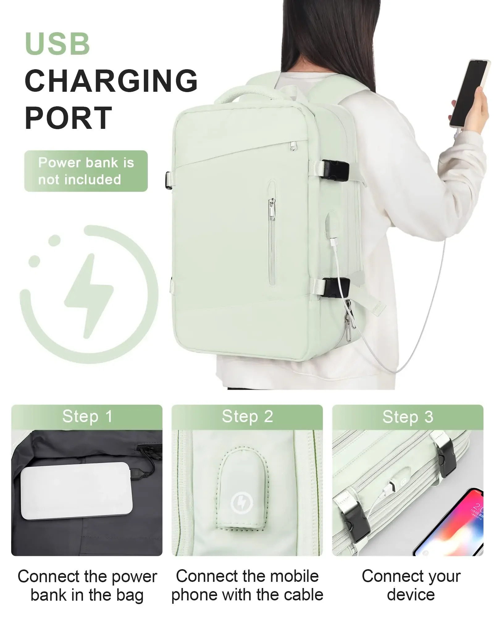 Super Charging Large Capacity Bags Business Multi functional Backpack Expandable Airplane Travel Backpack 241106