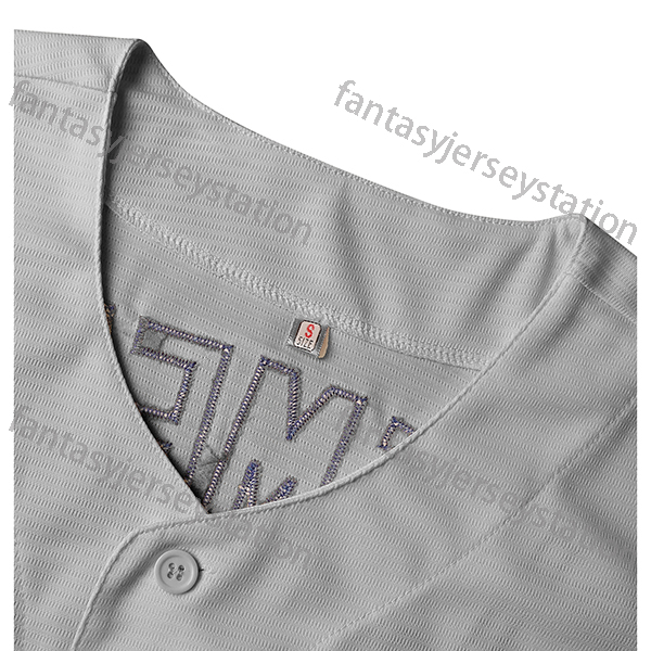 Men's #21 Gray Embroidered Baseball Jersey CLEMENTE Polyester Top, V-Neck, Knit Fabric, Loose Fit, Sports Style for Training, Team Sports, Party,