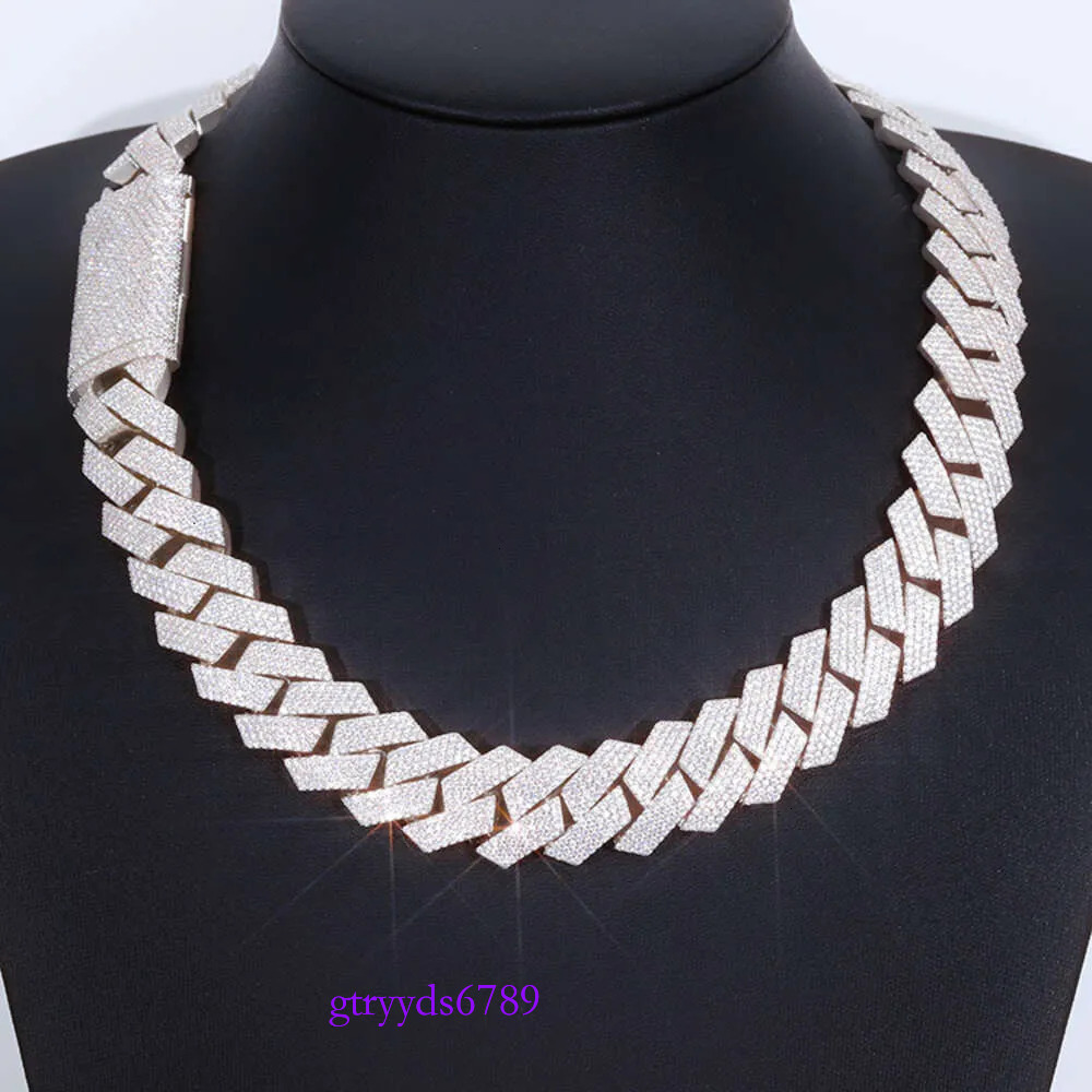 Heavy sterg sier gold plated cuban hip hop jewelry 4 rows 20 mm wide Vvs moissanite Cuban k chain