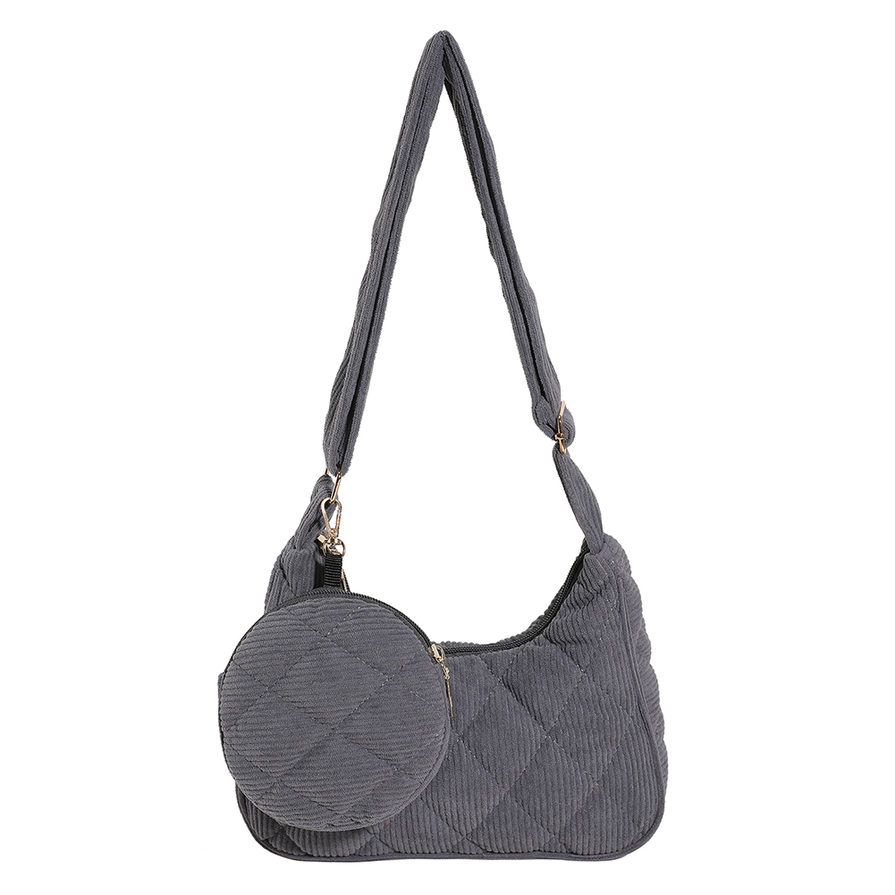 Women Corduroy Tote Handbag with Coin Purse Vintage Shoulder Bag Casual Corduroy Tote Bag Soft Satchel Bag Girl Stylish Purse