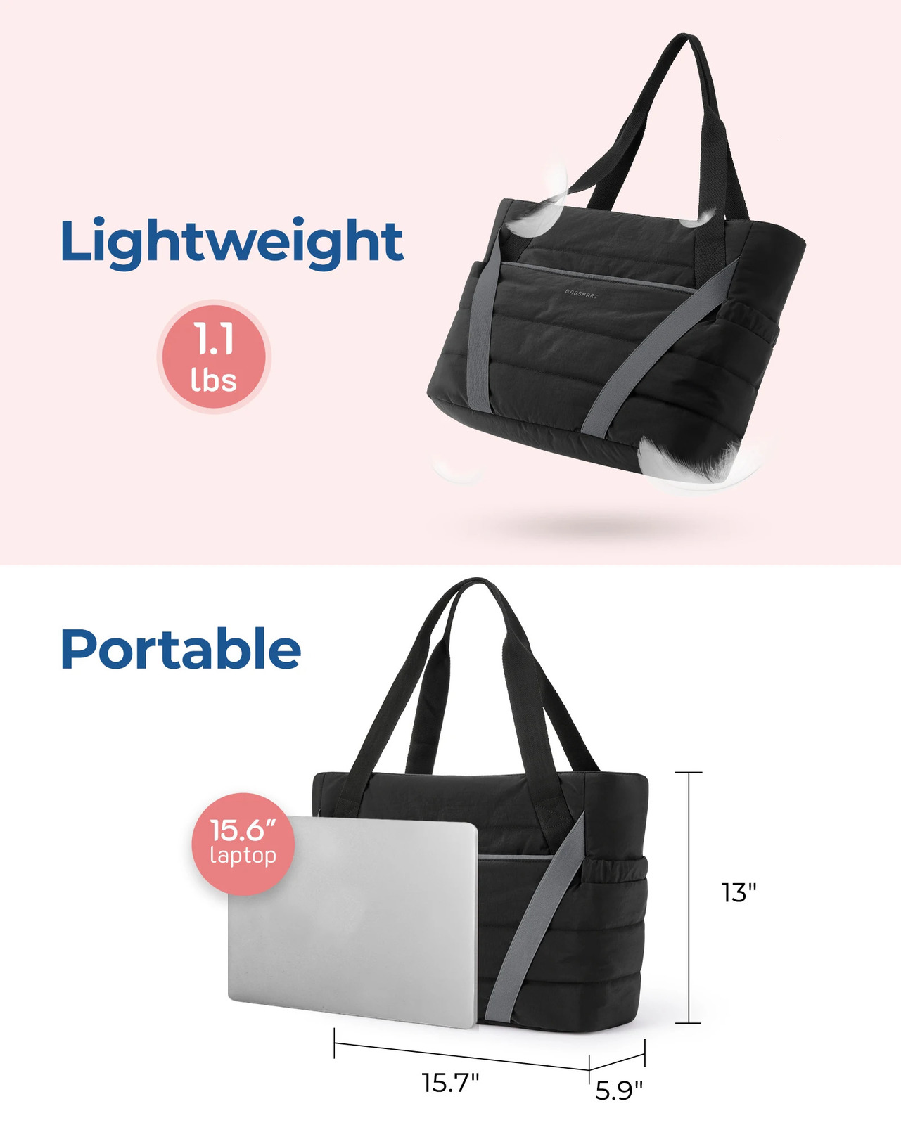 BAGSMART sports fitness handbag womens commuting shoulder bag casual simple mom outdoor bag large capacity luggage handbag 241106