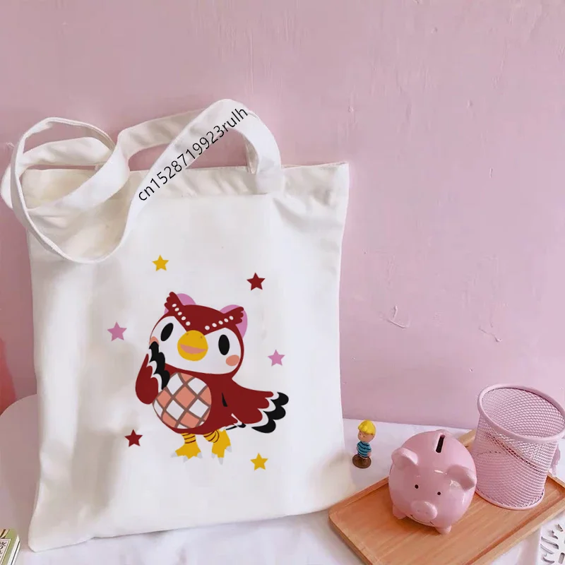 Animal Crossing Cartoon Print Funny Shopping Bag Cute Shoulder Canvas Bags Harajuku Large Capacity Messenger Women Kawaii Bags