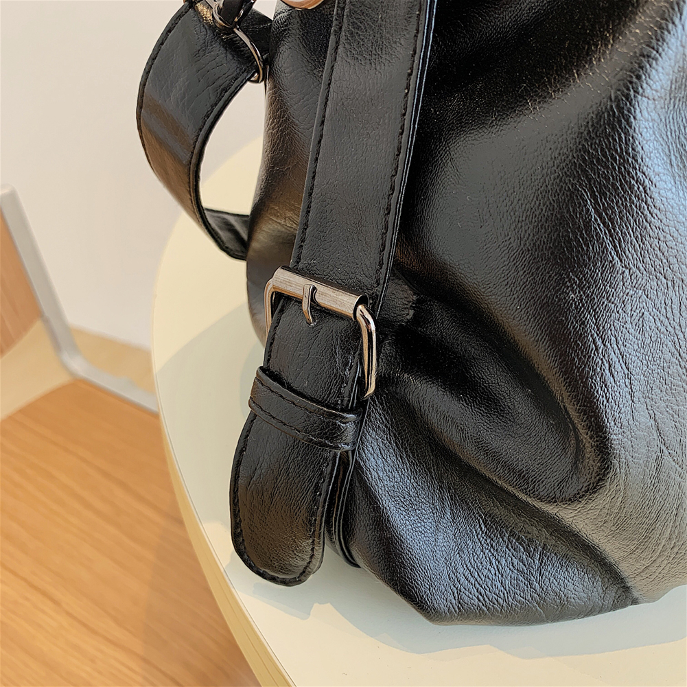 Women Sling Crossbody Bag Big Size PU Leather Hobos Crossbody Bag Casual Retro Solid Color Female Travel Shopper Mommy Tote Bag