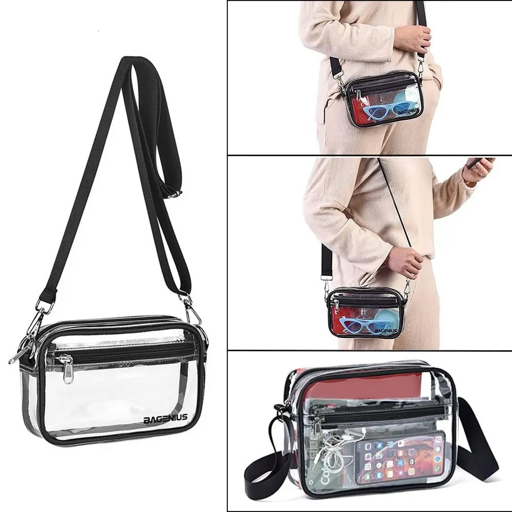MAY TREE Clear Crossbody Bag Stadium approved Clear Messenger Bag suitable for work travel concerts and sports events 241107