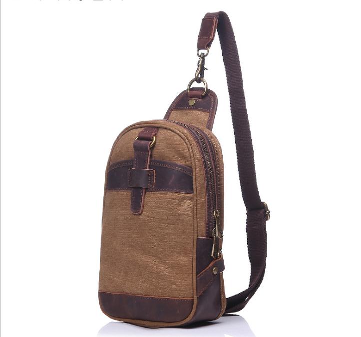 pinepoxp Vintage canvas/ Leather Men Waist Bag Male Packs Belt Loops Chest Bag Mobile Phone Holder Pouch Male Purse