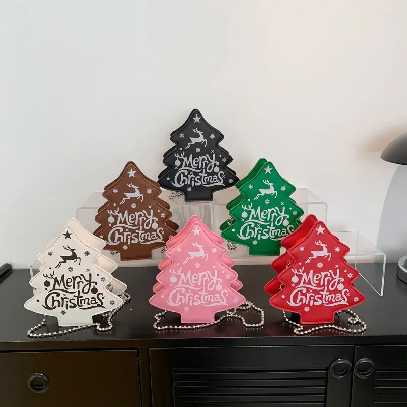 Cartoon Christmas Tree Mini Womens Bag Chain One Shoulder Horizontal Bag er Bag Wallet Handbag 241106