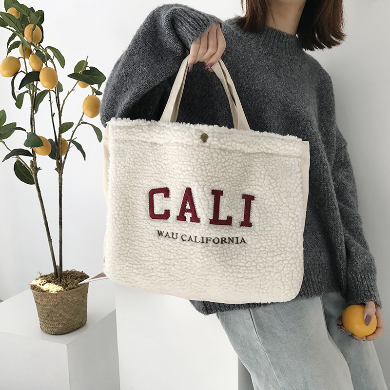 Women Canvas Shoulder Bag Large Capacity California Embroidery Crossbody Messenger Bag Simple Cloth Purse Handbag Tote For Girls