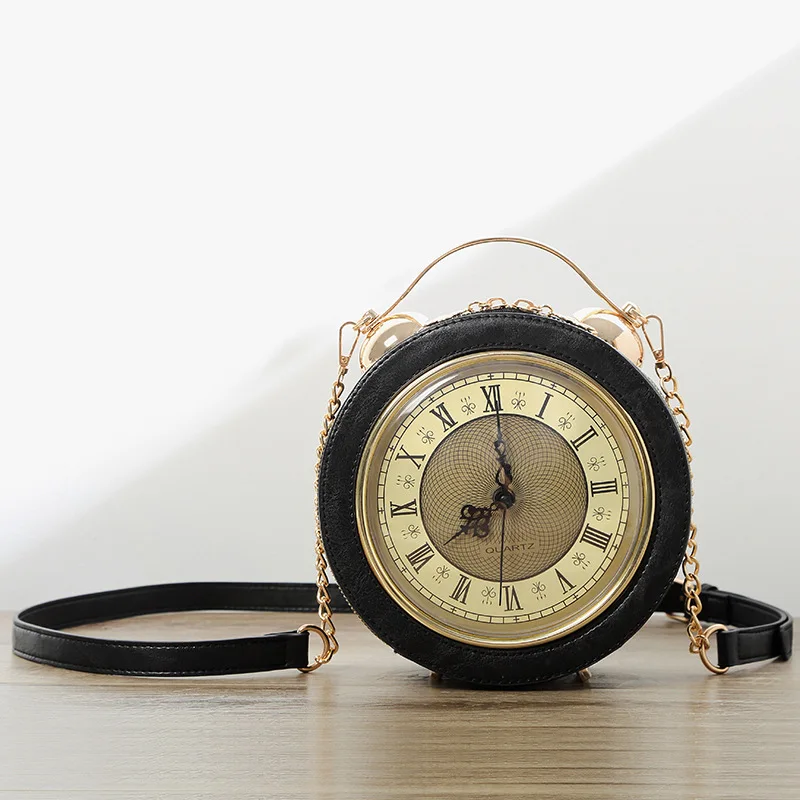 Modeling Of Small Round Bell With Individual Chain In The New Kind Of Women's Bag Hand-held Slant Bag Clock Bag In
