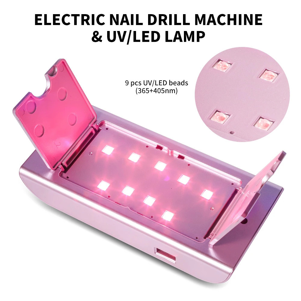 35000RPM Portable Electric Nail Drill Machine With LED UV Nail Lamp LCD Display Drying Function Rechargeable For Nails Manicure 241106