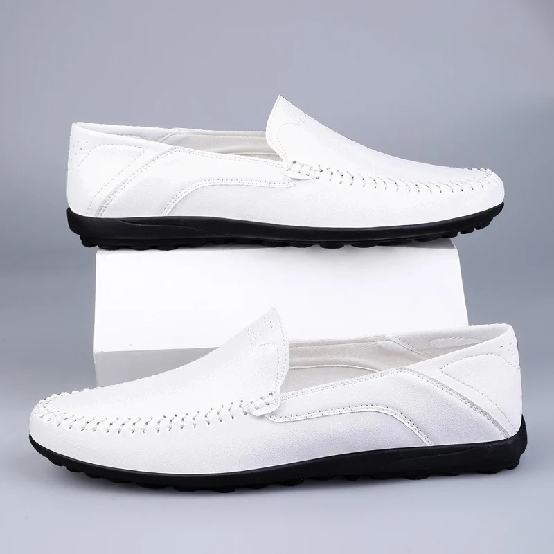leather mens shoes casual Italian soft mens shoes handmade Moccasins breathable sliding boat shoes Zapatos Hombre 241106