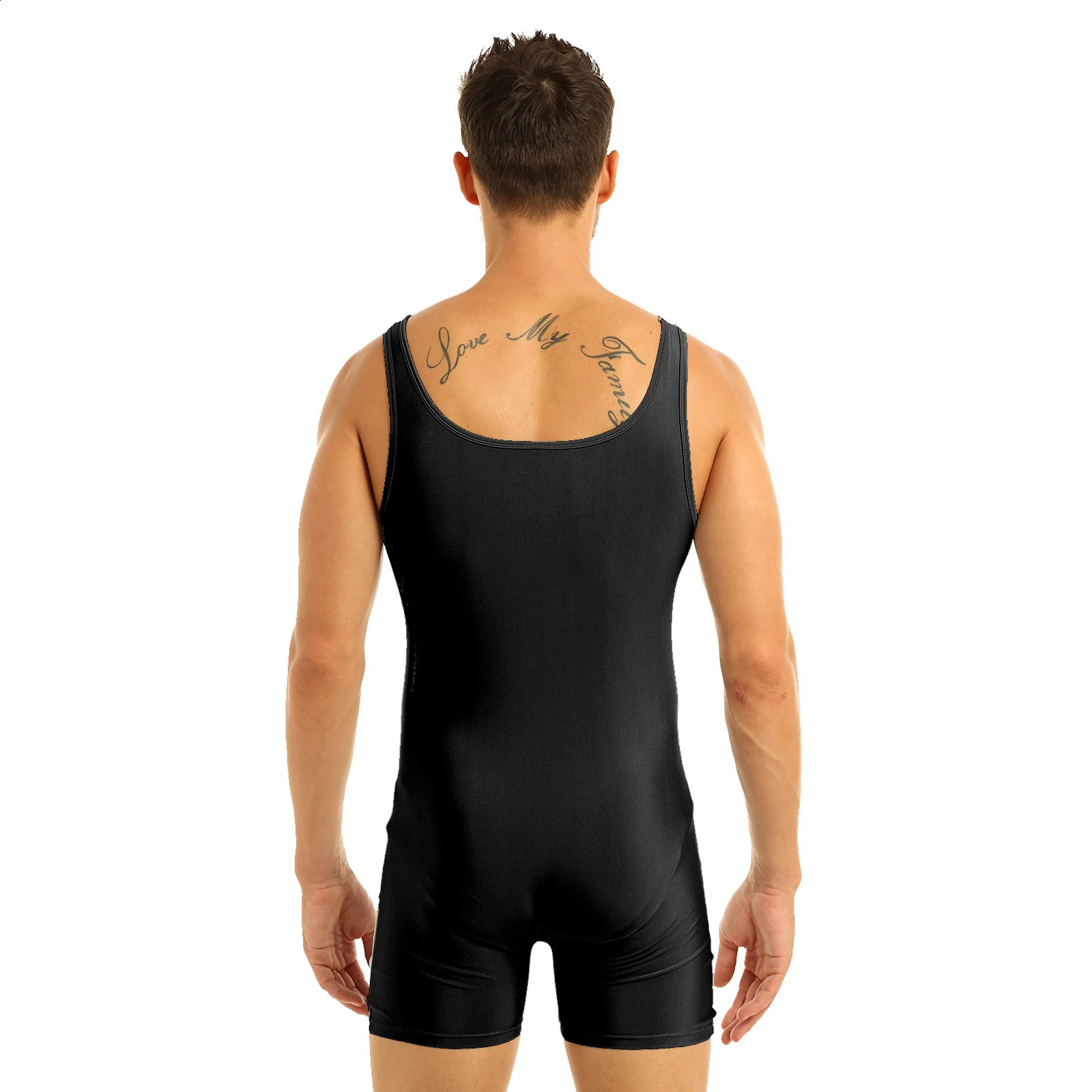 Mens OnePiece Swimsuit Swimwear Sleeveless Stretchy Spandex Bodysuit Workout Dance Biketard Unitard Gym Wear Leotard 240407
