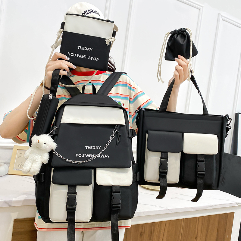 5 In 1 Multifunctional Women Backpack Fashion Nylon School Bag for Girls Multiple Pockets Bookbags Mochila