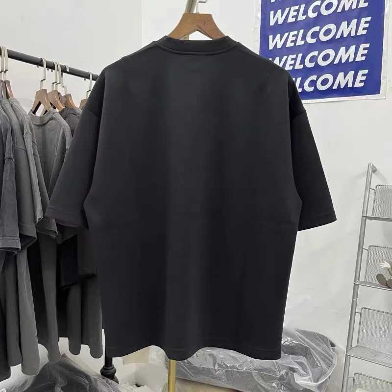 Men's T-Shirts Heavyweight Black Almond Half Zip Oversized T Shirt Mens Womens Quality Tops T Shirt Solid Oversize Tee J240402