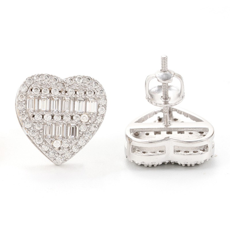 S925 Sterling Silver Gold Plated Pass Test Moissanite Diamond Heart Studs Earrings Nice Gift for Men Women Moissanite Earrings