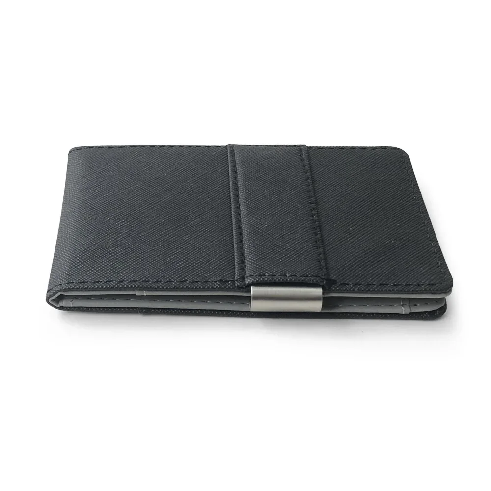 Hot Sale Fashion Solid Men's Thin Bifold Money Clip Leather Wallet with A Metal Clamp Female ID Credit Card Purse Cash Holder