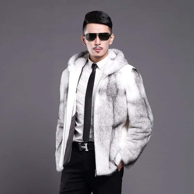 S-6XL size fashionable mens jacket ultra-thin super warm imitating mink fur mens short jacket white outdoor sports and leisure winter park 241107