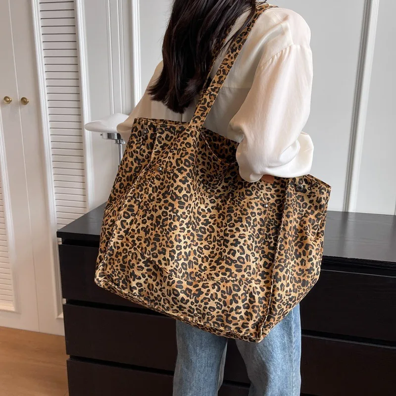 Leopard Print Fashion Shoulder Bag Shopping Bag French School Teacher Gift Bags for Women College Bags Woman Women's Tote Luxury