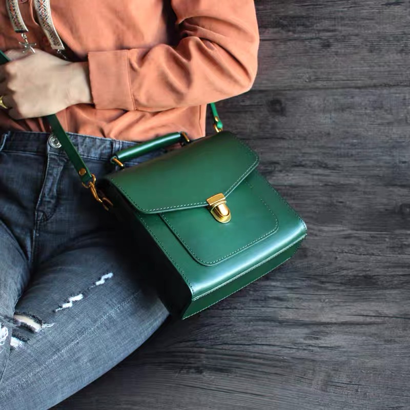 Preppy Style Handmade Genuine Leather Female Mini Handbag Women's Satchels Bag Authentic Cowskin Lady Small Cross Shoulder Bag