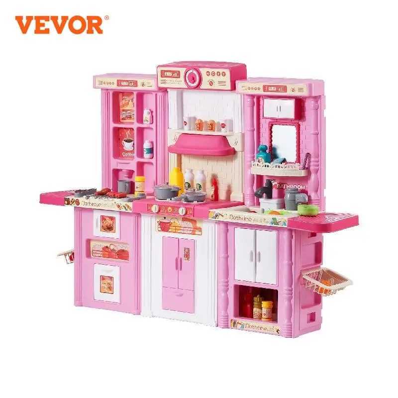 VEVOR Kitchen Cooking Toys for Kids 74 piece Chef Game Set with Sound and Light 3+Childrens Playhouse Kitchen Utensils X241107