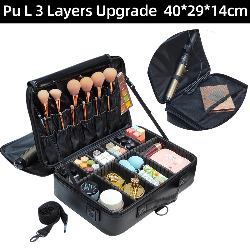 High quality waterproof womens PU leather makeup bag portable makeup bag large capacity makeup insert bag travel bag 241106