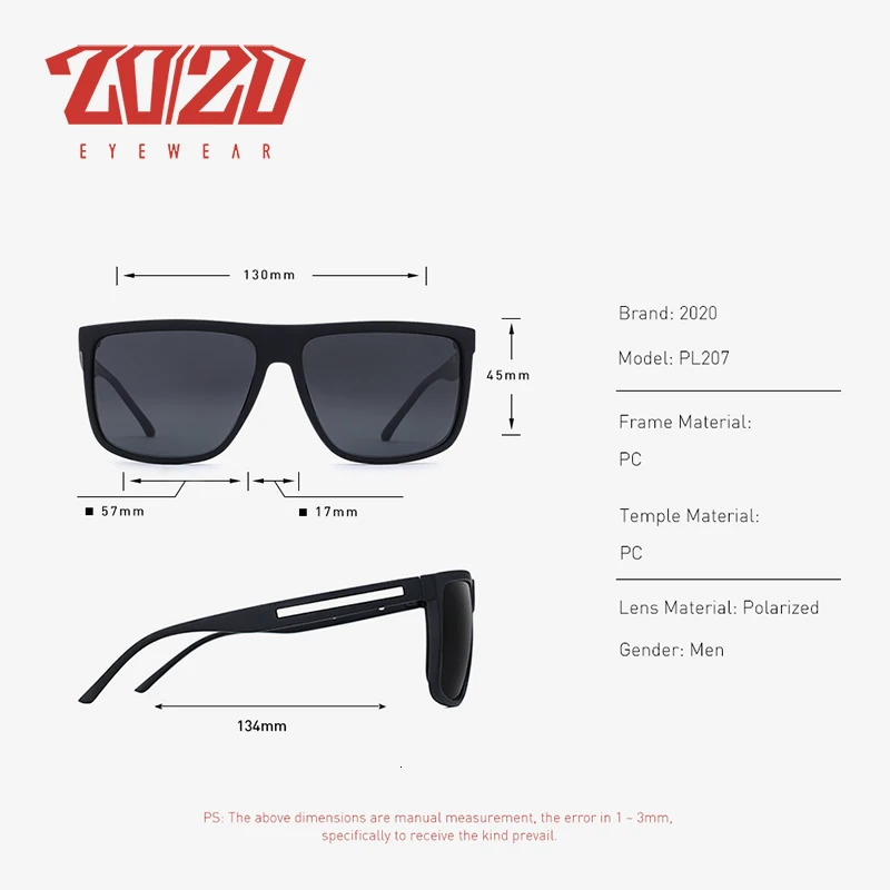 20/20 Fashion Black Sunglasses Mens Polarized Driving Sunglasses Fashion Mens Oculos Gafas Glasses PL207 241106