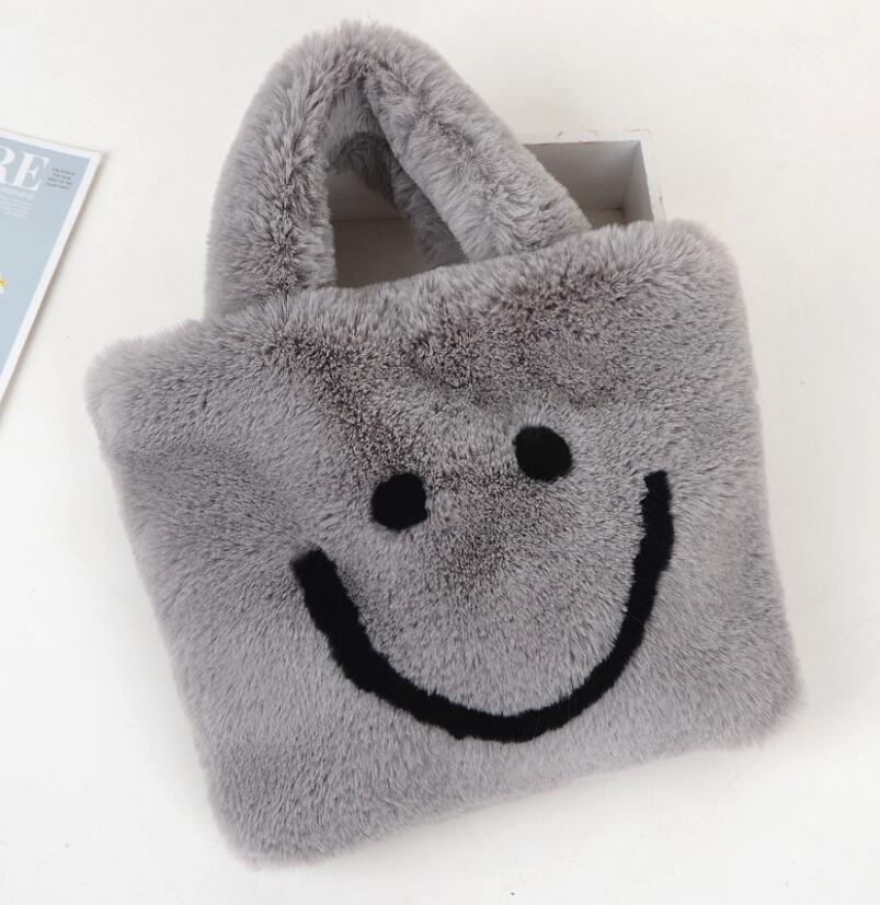Women's Soft Plush Handbag Fashion Autumn Winter Pink Cartoon Plush Shoulder Messenger Bag Cute selling cute smiley bag femme