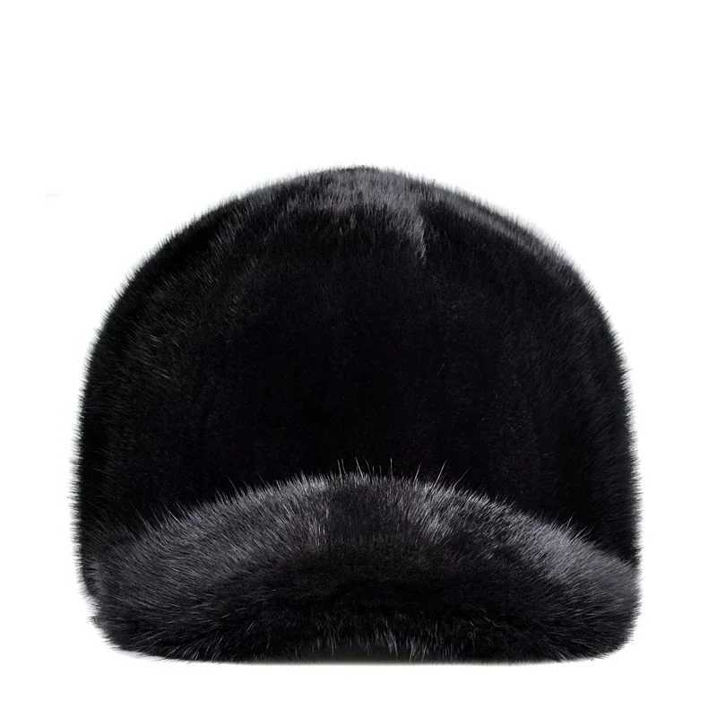 Snapbacks High Quality Real Mink Fur Hats Marten Skin Fur Hats Mink Hat Mens Baseball Cap Hat Peaked Cap Warm Winter Hat S241167