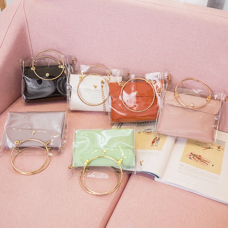 2020 Design Luxury Handbag Women Transparent Bucket Bag Clear PVC Jelly Small Shoulder Bag Female Chain Crossbody Messenger Bags