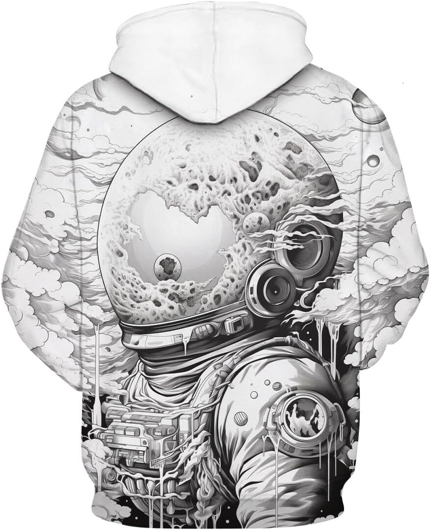 Hoodie for Mens Womens Astronaut Space Suit Pattern Hoodies For Men Planet Hooded Pullover With Pockets Graphic Cool astronaut pattern
