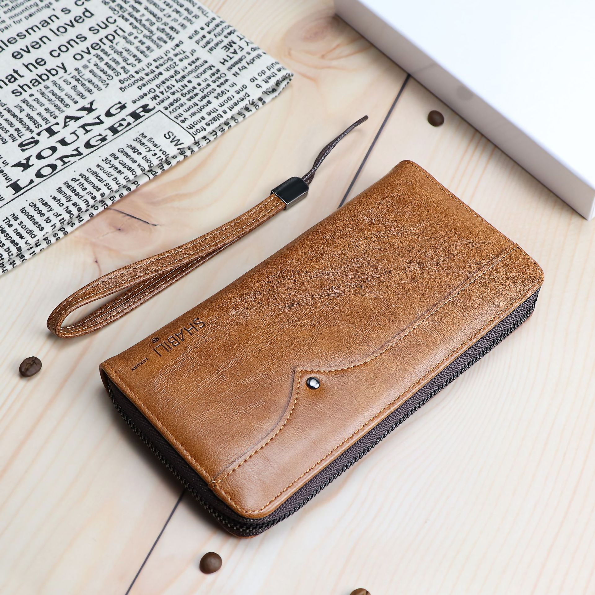 Top Quality Wallets Men Money Bag long Purse Male Vintage Brown Leather Rfid Card Holder Wallet Smart Wallet Pocket luxury