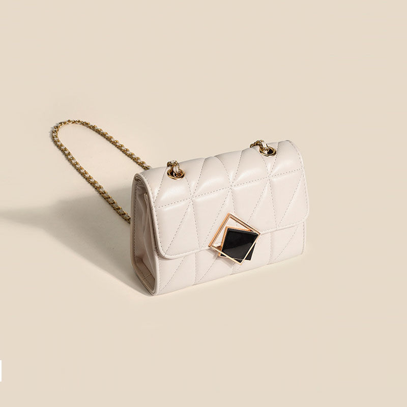 Women's Summer New Fashion Lingge Chain Bag Premium Texture Niche Shoulder Crossbody Bag Small Golden Ball Bag