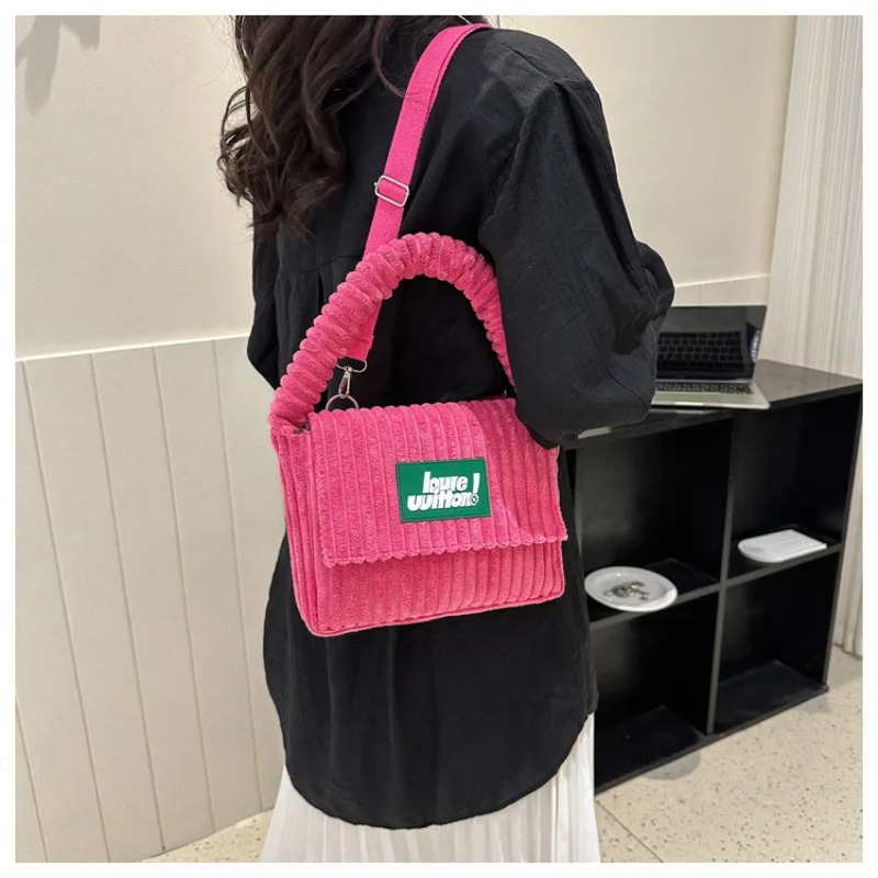 New CorduroyWomen's Handbag Fashion Versatile Texture Shoulder Bags Casual Nylon Magnetic Button Crossbody Bags for Women 2023