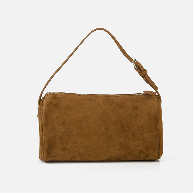 Donna-In First Layer Cowhide Mini Suede Handbag Real Leather Square Pen Container Bag For Women Adjustable Slim Strap Top layer cow suede leather
