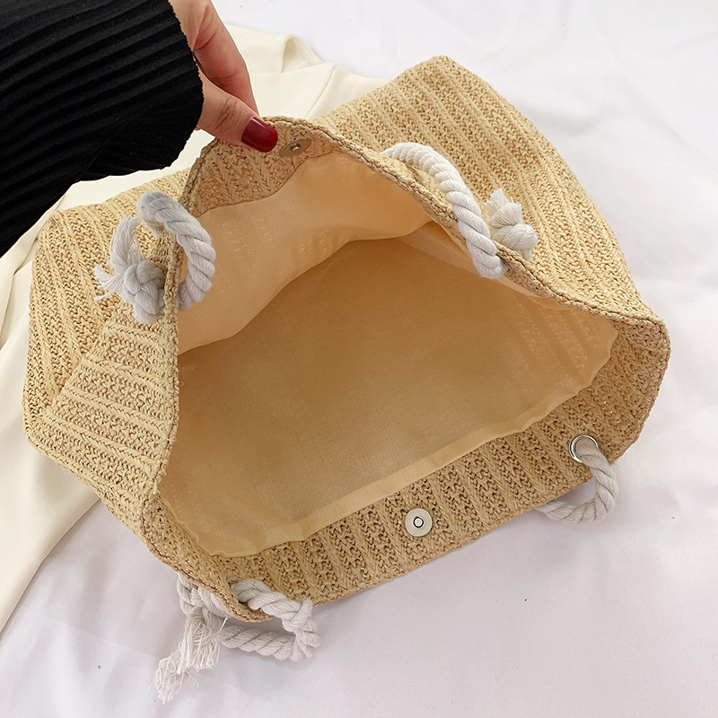 Popular Large Capacity Girls Handmade Weave Straw Bag Bohemian Style Shopper Tote Beach Handbags