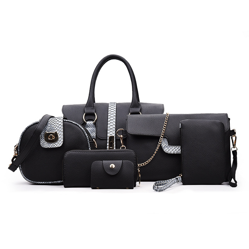 6 PCS/Set Red PU Leather Handbags Women Bag Set Famous Brands Tote Bag Lady's Shoulder Crossbody Bags Clutch Bag Womens'Pouch