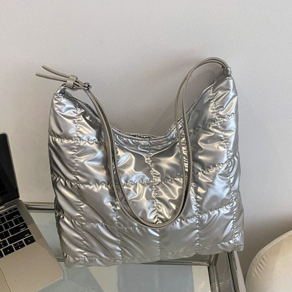 Women Large-capacity Shoulder Bags Casual Underarm Bag Down Cotton Tote Bags Fashion Space Cotton Padded Handbags 2023