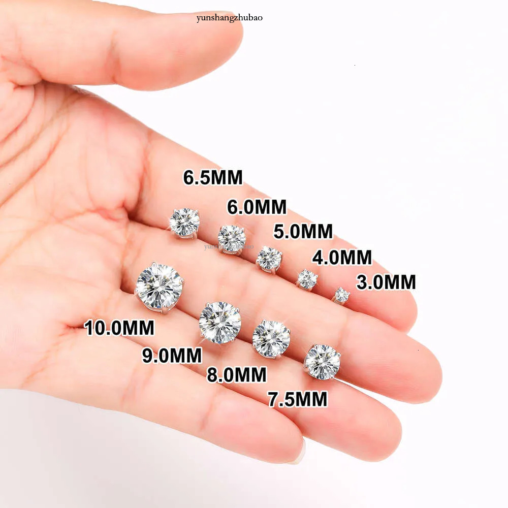 Dropshipping Usa Warehouse 3mm-10mm Gold Plated Sterg Sier Vvs Moissanite Dia Women Mossanite Stud Earrings Men