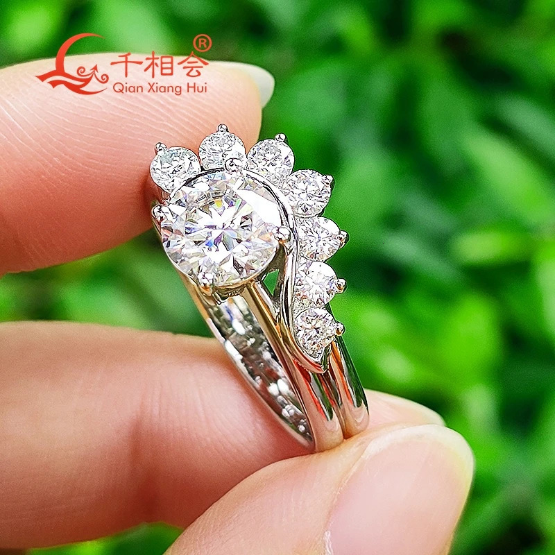 1.2CT 7MM Round Half Wing Ring Silver Ring Mens Diamond Wedding Gift Exquisite Jewelry 241106