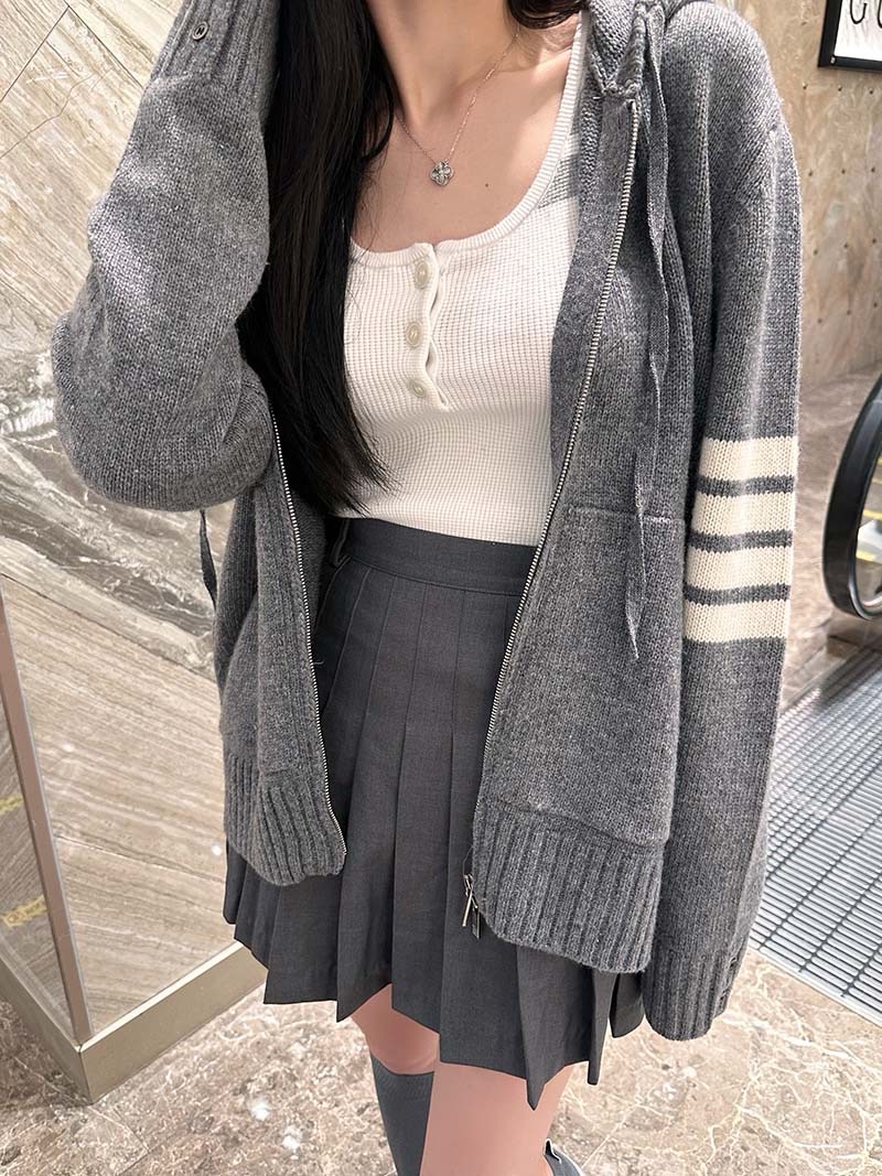 Women's Designer Sweaters Trendy Sailboat Cardigan Zipper Hoodie Four Bar Wool Knit Sweater Unisex Jacket B3