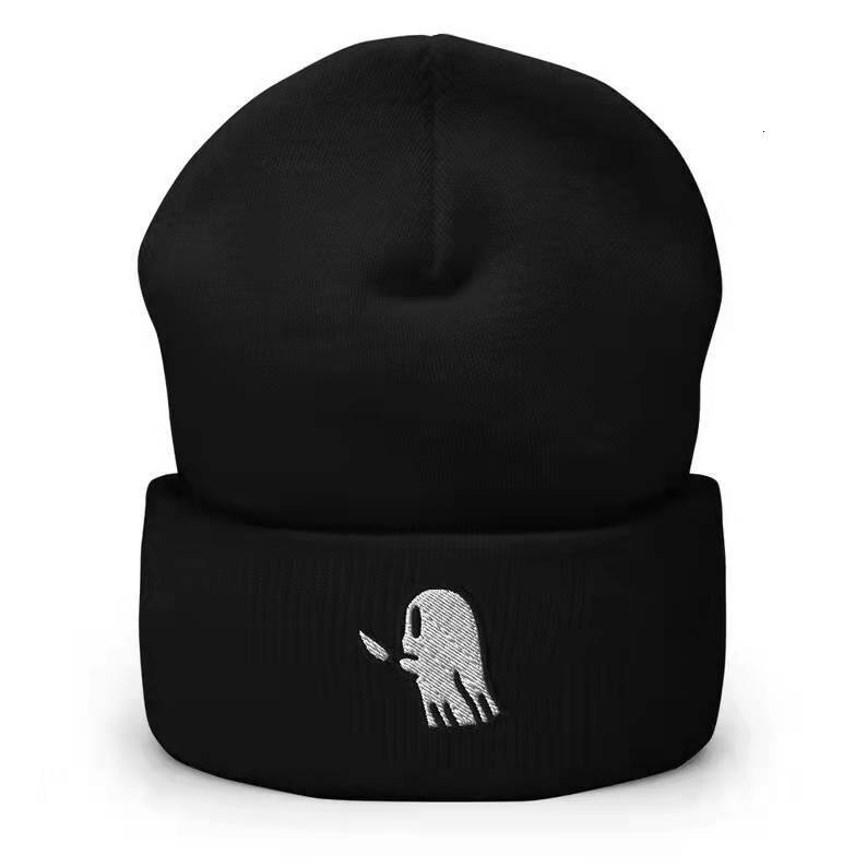 High quality design, Male and female students hip-hop cartoon ghost embroidery knitted woolen outdoor sports warm hats
