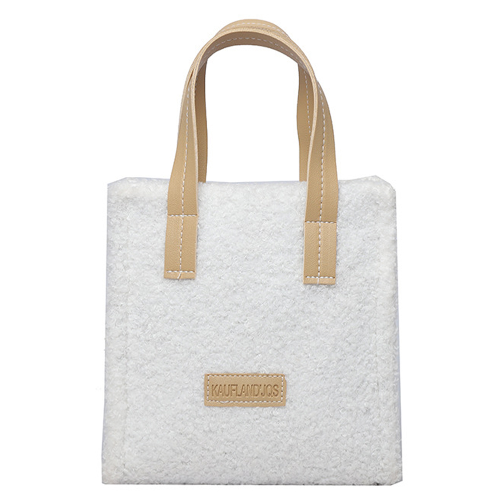 Lamb Wool Autumn Messenger Bag Detachable and Adjustable Strap Women Clash of Colours Satchel Bag for Travel Shopping Daily Use