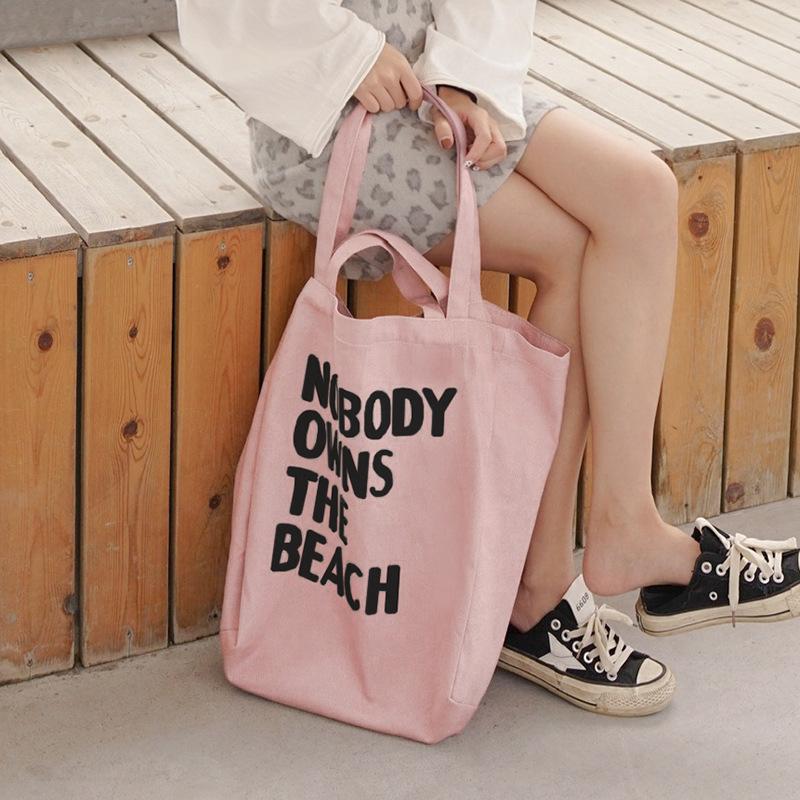 Women Canvas Shoulder Bag Extra Large Capacity Handbag Letters Beach Bags Female Big Tote Ladies Simple Canvas Shopping Bag