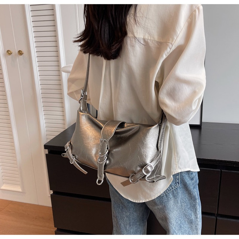 Y2K Korean Fashion Harajuku Girl Fairy Grunge Silver Hand Bag Aesthetic Trendy Purses Crossbody Handbag Shoulder Tote Bags Women