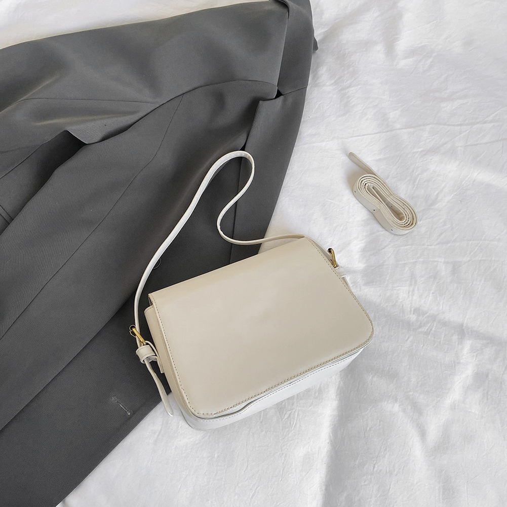 Women Fashion Shoulder Bag Solid Color PU Leather Stylish Crossbody Bag Adjustable Strap Vintage Commuting Bag Trendy Sling Bag