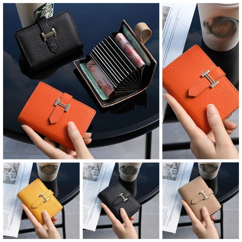 Korean Style Lichee Pattern Card Bag Clutch Bag Card Pocket PU Leather Card Bag Multi-card Slot Coin Purse Card Holder Female