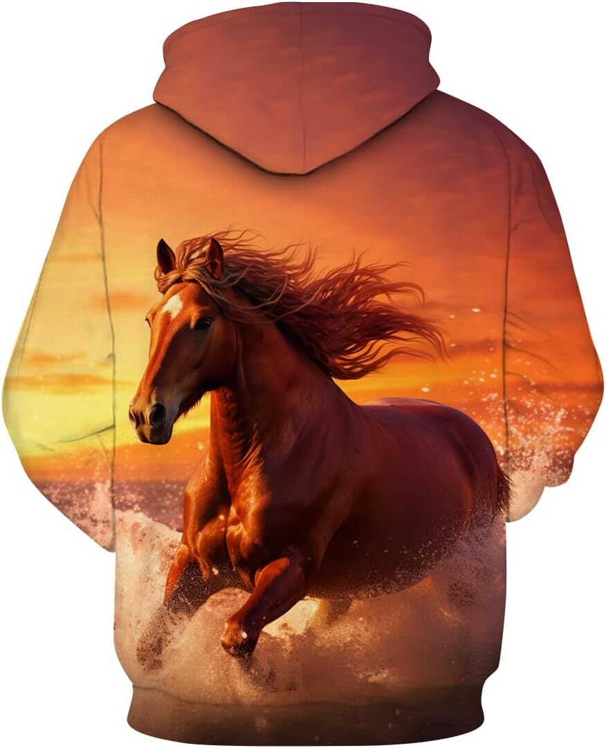 Hoodie for Mens Womens Mens Horse Hoodie - Animal Theme, Realistic Graphic Sweatshirt Graphic Cool horse pattern