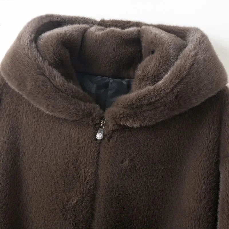 autumn and winter thick faux fur coat for women rich mink wool for women high-end hooded mink fur coat quilted cotton coat for women 241107