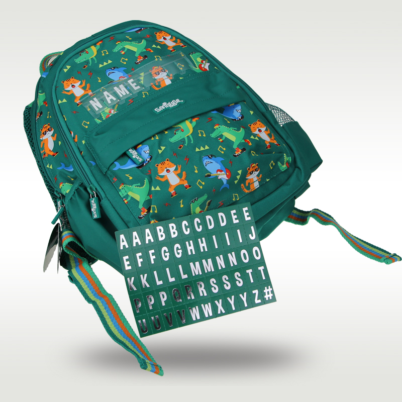 Australia Smiggle Original Children's Schoolbag Boy Backpack Green Tiger Name Card School Supplies 4-7 Years Old 14 Inches